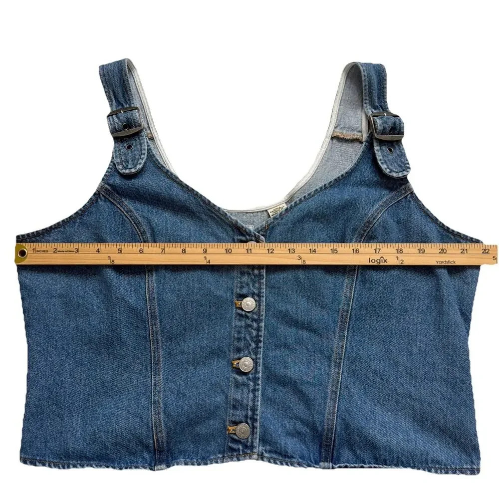 Levi's Charlie Denim Crop Top Women XXL Blue Slim Fit 100% Cotton Cowgirl Casual - Picture 7 of 13